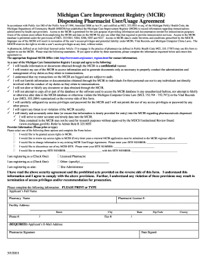 Michigan Care Improvement Registry Pharmacist User Agreement