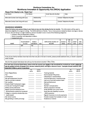 Workforce Innovation Opportunity Act Application