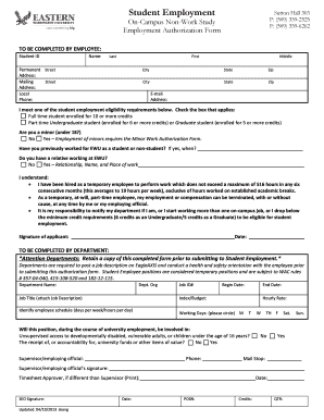 Student Employment Authorization Form