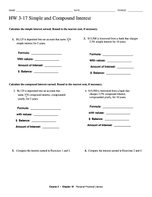 Simple and Compound Interest Worksheet