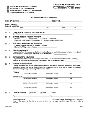 Policyowner's Service Request