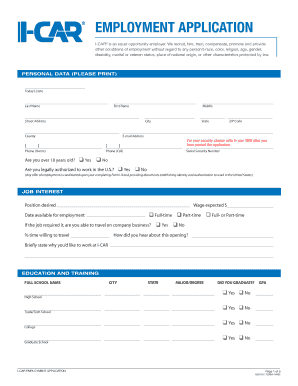 I-CAR Employment Application