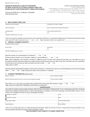California Disabled Persons Claim for Base Year Value Transfer