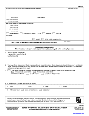 Notice of Hearing Guardianship Conservatorship