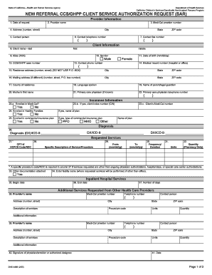 California CCS/GHPP Client Service Authorization Request