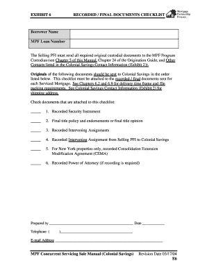 Recorded Documents Checklist