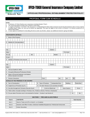 Office and Professional Establishment Protector Policy Proposal Form