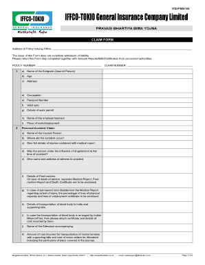 Pravasi Bhartiya Bima Yojna Claim Form