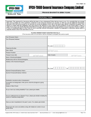 Pravasi Bharatiya Bima Yojna Proposal Form