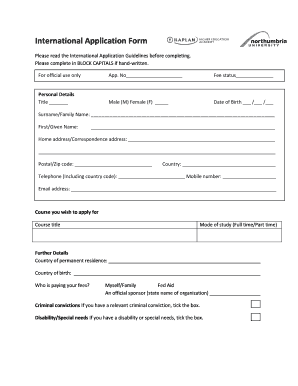 International Student Application Form