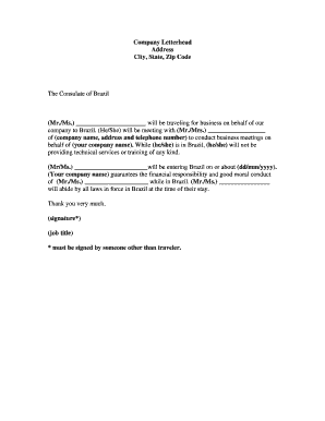 Business Travel Authorization Letter for Brazil