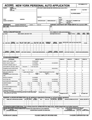 New York Personal Auto Application