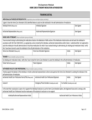 Ohio Home Care Attendant Medication Authorization