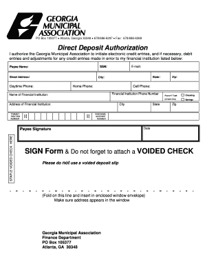Georgia Direct Deposit Authorization Form