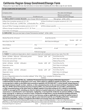 California Region Group Enrollment/Change Form