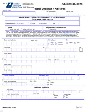 Retiree Enrollment in Active Plan Form