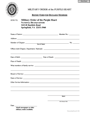 Military Order of the Purple Heart Report Form
