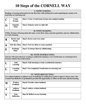 Fillable Online 10 Steps of the CORNELL WAY Fax Email Print - pdfFiller