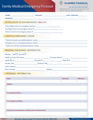 Family Medical Emergency Protocol