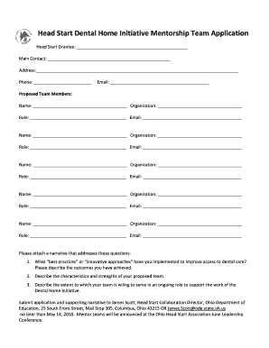 Fillable Online ohsai Head Start Dental Home Initiative bApplicationb ...