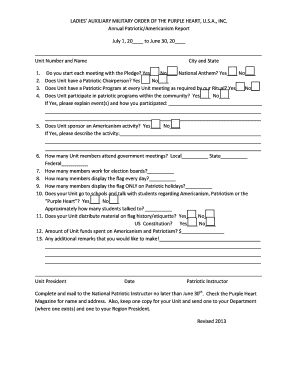 Ladies' Auxiliary Military Order of the Purple Heart Annual Report