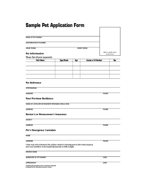 Pet Application Form