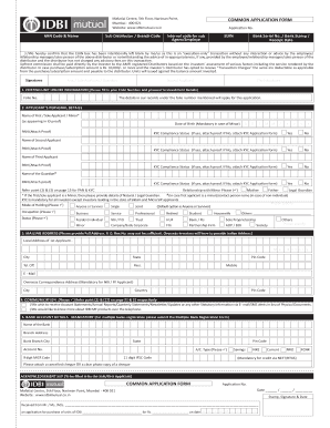 IDBI Mutual Fund Application Form