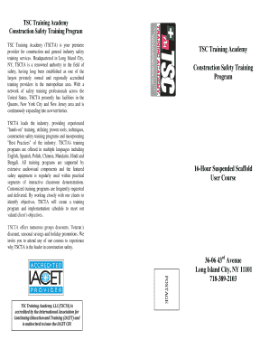 Construction Safety Training Program Registration Form