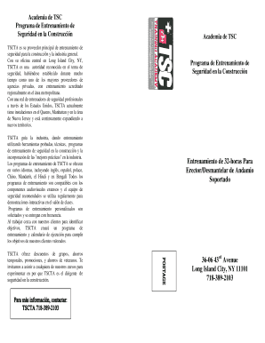 Formulario de Inscripción al Programa de Entrenamiento de Seguridad en la Construcción