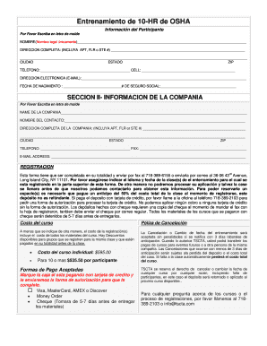 Entrenamiento de 10-HR de OSHA