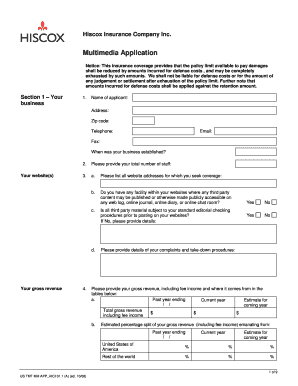 Hiscox Multimedia Application Insurance Form