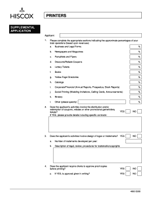 Printers Supplemental Application