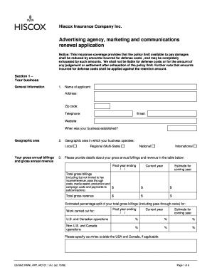 Advertising Agency Marketing Communications Renewal Application