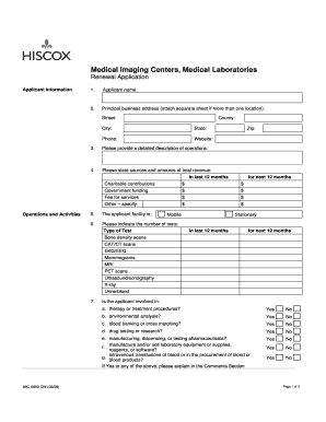 Medical Imaging Centers Renewal Application