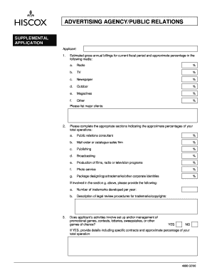 Advertising Agency Supplemental Application