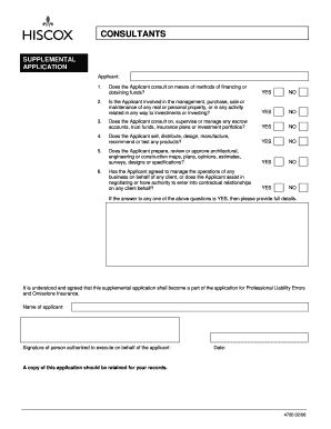 Consultants Supplemental Application