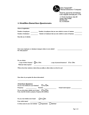 Hired Non-Owned Auto Questionnaire
