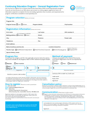 Ontario Pharmacists Association Continuing Education Registration Form