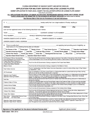 Florida Military Service License Plate Application