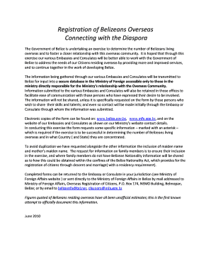 Belizeans Overseas Registration Form