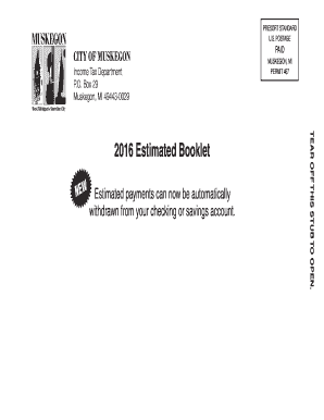 2016 City of Muskegon Estimated Income Tax Form M-1040ES
