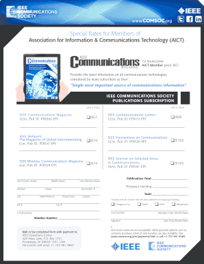 IEEE Communications Society Subscription Form