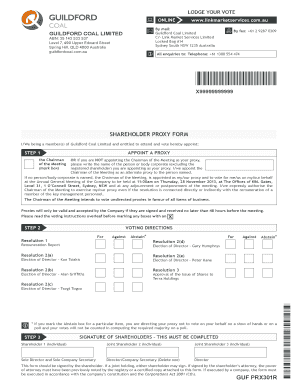 Guildford Coal Shareholder Proxy Form
