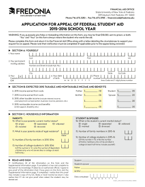 Application for Appeal of Federal Student Aid