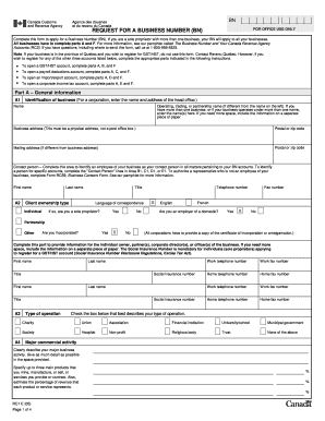 Canada Business Number Application Form