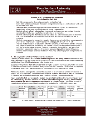Summer 2015 Financial Aid Application