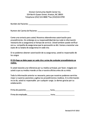 Formulario de autorización de seguro del paciente