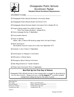 Chesapeake Public Schools Enrollment Packet
