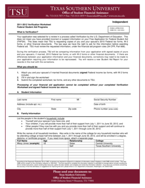 2011-2012 Verification Worksheet
