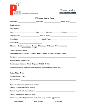 P3 Program Sign-up Form